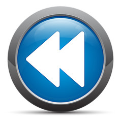 Jump backward icon premium blue round button vector illustration