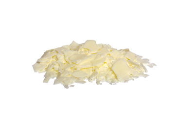 Soy wax - ingredient for handmade candles, soap isolated on white background