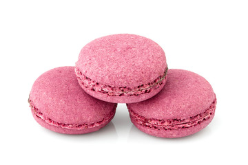 Pink macaroons cakes isolated.