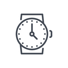 Obraz premium Classic wristwatch line icon. Time and clock vector outline sign.