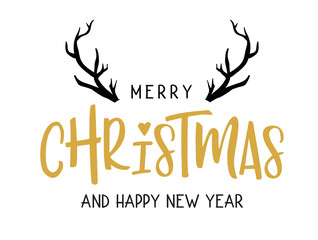 Calligraphy merry Christmas Vector illustration on white background