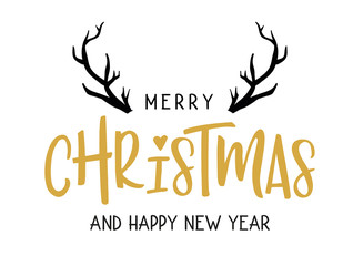 Fototapeta premium Calligraphy merry Christmas Vector illustration on white background