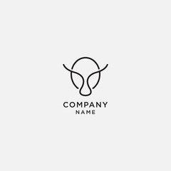 cow linear logo icon template illustration - vector