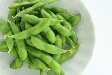 Japanese food, boiled soy bean on plate for healthy food image