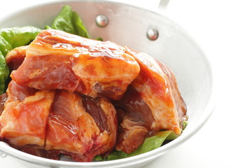 Korean food, seasoning pork ribs for barbecue cooking