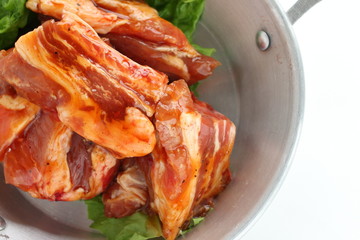 Korean food, seasoning pork ribs for barbecue cooking