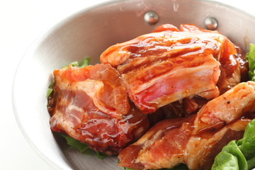 Korean food, seasoning pork ribs for barbecue cooking