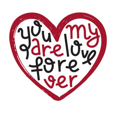 vector concept illustration with Heart and  hand lettering text.