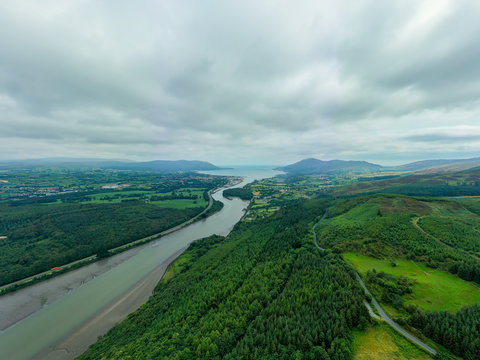 The Irish border, Flagstaff Viewpoint on Fatham Hill near Newry you have a wonderful view over Carlingford Lough, the Mourne Mountains and Cooley Mountains.