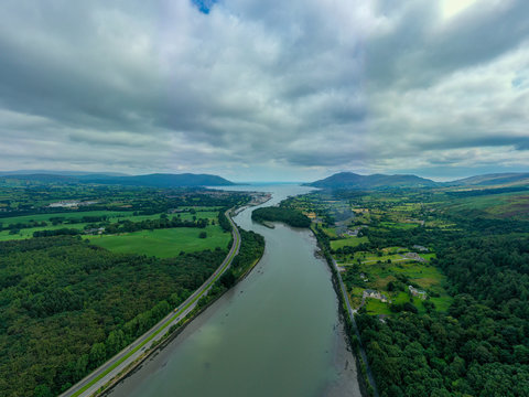 The Irish border, Flagstaff Viewpoint on Fatham Hill near Newry you have a wonderful view over Carlingford Lough, the Mourne Mountains and Cooley Mountains.