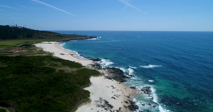 Aerial view of the Paco Beach and coastline in Viana do Castelo, Portugal