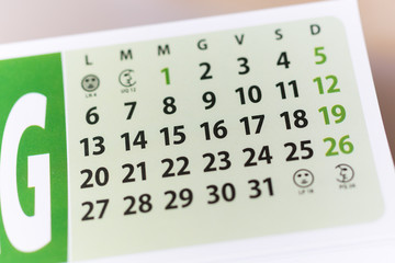 Calendario mensile da tavolo