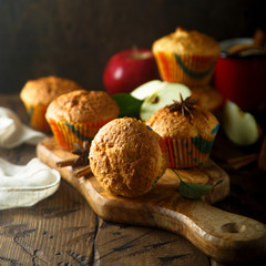 Homemade apple muffins with spices