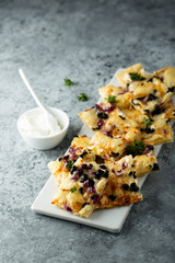 Homemade savory tart with onion and olives