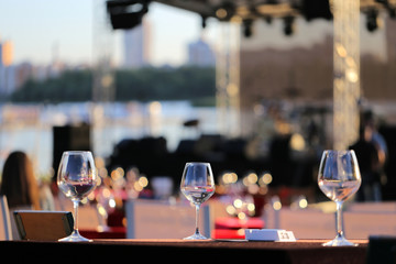 Wine glasses on the table