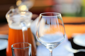 Wine glass on the table