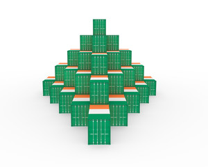 Fototapeta premium 3D Illustration of Cargo Container with Ireland Flag on white background with shadows. Delivery, transportation, shipping freight transportation.
