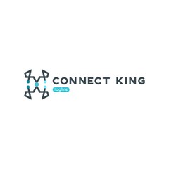Connect or Connection King Logo Design. Line King or Kingdom Design Icon. Modern and Creative Crown Symbols Logo