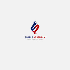 Simple assembly logo design with tools and letter S