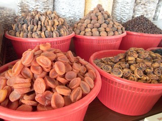 dried fruits and nuts at a market