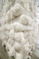 fabrics stacked in packaging