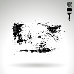 Black brush stroke and texture. Grunge vector abstract hand - painted element. Underline and border design.