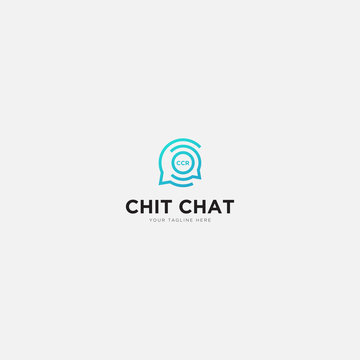 chit chat logo design with line art and letter c