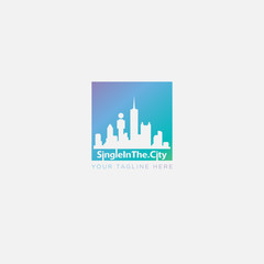Single in the City logo and Dallas skyline logo
