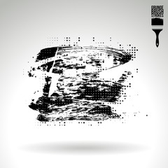 Black brush stroke and texture. Grunge vector abstract hand - painted element. Underline and border design.