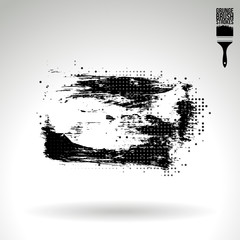 Black brush stroke and texture. Grunge vector abstract hand - painted element. Underline and border design.