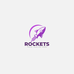 purple Rocket and abstract golf ball logo modern
