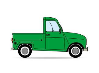 französisches Auto Pritsche Lieferwagen grün Silhouette