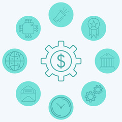 Money with gear vector icon sign symbol