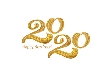 2020. Happy new year banner. Vector illustration of a happy new year in gold and black colors. Beautiful inscription. Background for the holiday.