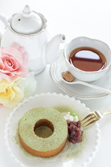 Germen food, green tea Baumkuchen cake 