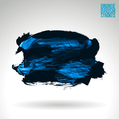 Blue brush stroke and texture. Grunge vector abstract hand - painted element. Underline and border design.
