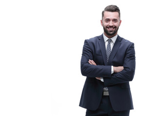 in full growth. businessman arms folded