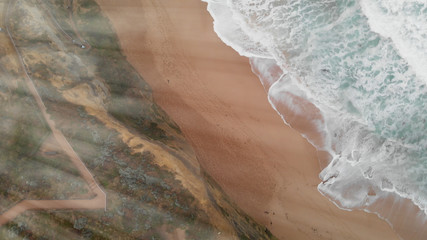 Fototapeta na wymiar Amazing downward aerial view of Australian coastline along Great Ocean Road