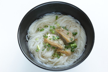 Vietnamese food, chicken and rice noodles soup 