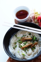 Vietnamese food, chicken and rice noodles soup 