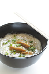 Vietnamese food, chicken and rice noodles soup 