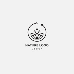 nature logo. leaf tech icon in linear style.Vector abstract for design of natural tech, tree tech