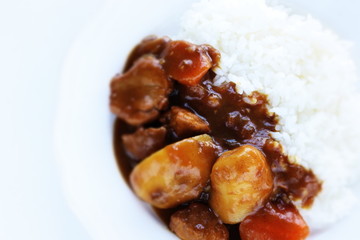 Japanese style curry, potato and pork curry rice