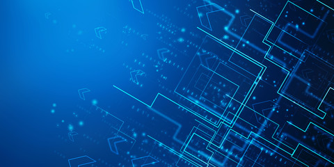 Obraz premium 2d illustration Abstract futuristic electronic circuit technology background