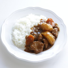 Japanese style curry, potato and pork curry rice