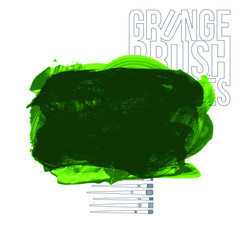 Green brush stroke and texture. Grunge vector abstract hand - painted element. Underline and border design.