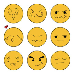 Fototapeta premium Set of hand drawn face on white background vector