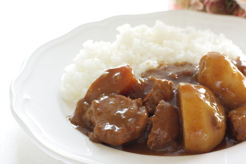 Japanese style curry, potato and pork curry rice