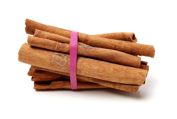 Cinnamon on a white background