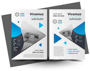Flyer brochure design template, creative trend cover geometric blue color